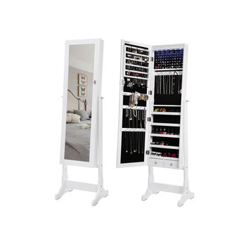 Lockable LED Lighting Mirrored Jewellery Cabinet, 2 of 6