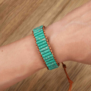 Handcrafted Turquoise Chakra Healing Stone Bracelet, 2 of 4
