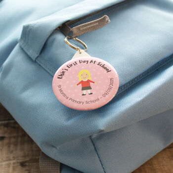 Personalised First Day At School Badge Or Keyring, 2 of 12