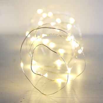 30 Battery Powered LED Silver Wire String Lights, 4 of 5