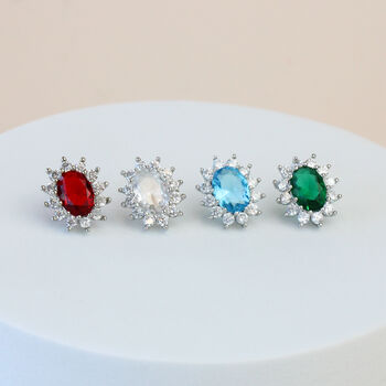 Oval Crystal Stud Earrings For Party, 3 of 5