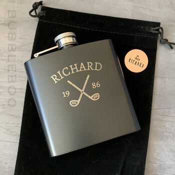 Personalised Golfers Hip Flask And Ball Marker Gift Set, 2 of 11