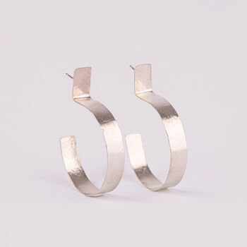 Crescent Hoop Earrings In Recycled Silver Or Brass, 2 of 3