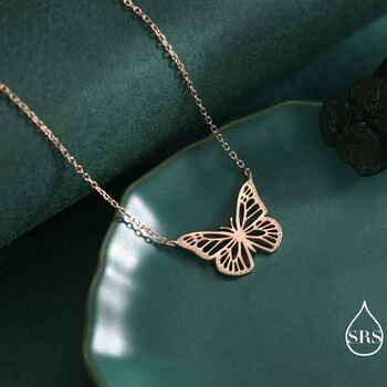 Delicate Cut Out Butterfly Pendant Necklace In Sterling Silver, 4 of 12