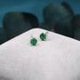 Emerald Green Cz Stud Earrings In Sterling Silver, thumbnail 6 of 12