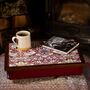 William Morris Strawberry Theif Plum Cushioned Lap Tray, thumbnail 1 of 6