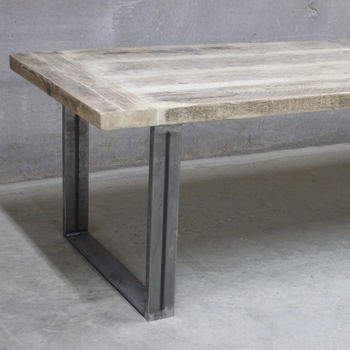 Trafalgar Reclaimed Wood Dining Table With Steel Frame, 4 of 8