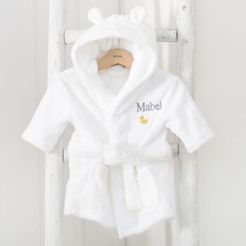Personalised White Duck Dressing Gown With Ears, 3 of 8