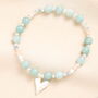Green Heart Charm Beaded Bracelet In Silver Plating, thumbnail 1 of 2