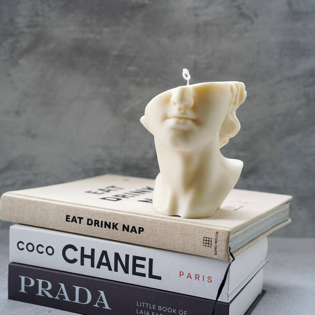 Half Face David Head Statue Soy Wax Candle, 1 of 4