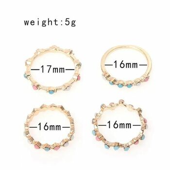 Four Piece Bohemian Slim Gold Plated Stackable Ring Set, 6 of 6