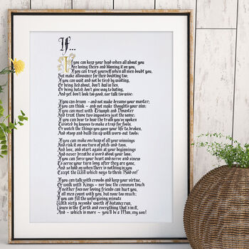If By Rudyard Kipling Poetry Calligraphy Print Unframed, 2 of 7