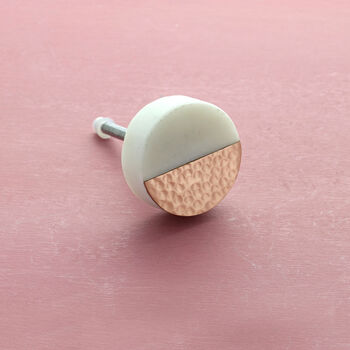 G Decor Estella White Marble Hammered Copper Pull Knobs, 2 of 3