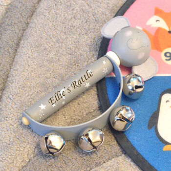 Personalised Wooden Metal Rattle For Kids, 4 of 5