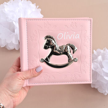 Personalised Pink Baby Photo Album Rocking Horse, 11 of 11
