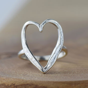 Sterling Silver Large Happily Ever After Heart Ring, 2 of 5
