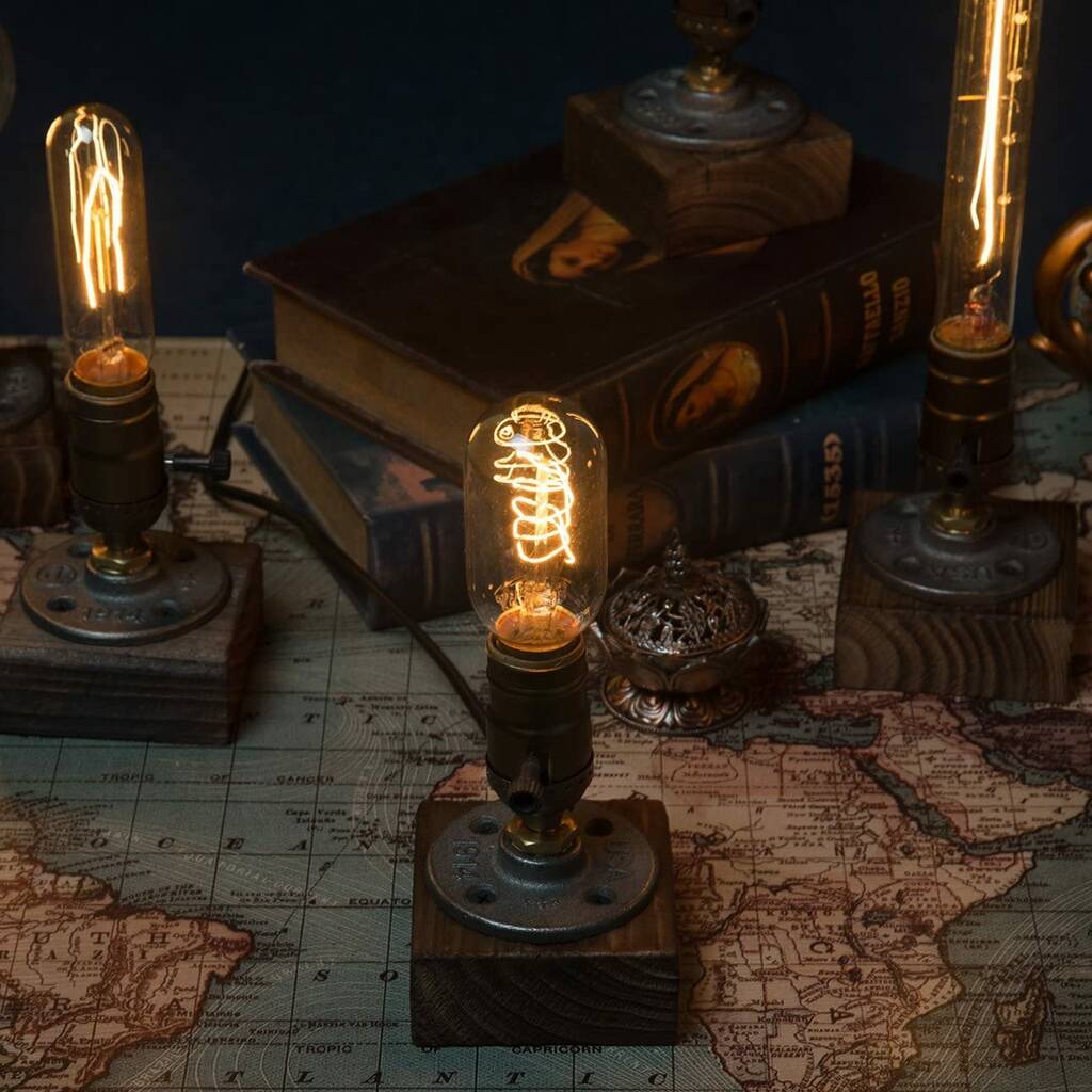 Vintage Style Wood Block Table Lamp Stand By Momentum