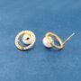Pearl Halo Earrings 18k Gold, thumbnail 5 of 7
