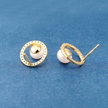 Pearl Halo Earrings 18k Gold, 5 of 7