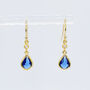 Sapphire Blue Long Teardrop Hook Earrings, thumbnail 2 of 5