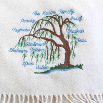 Family Tree Personalised Soft Cashmere Wool Scarf Gift, 2 of 10