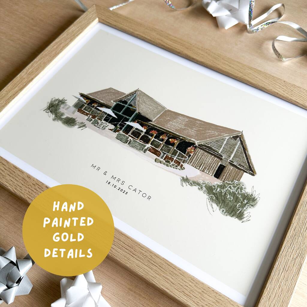 Personalised Hand Drawn Wedding Venue Art Print, 1 of 6