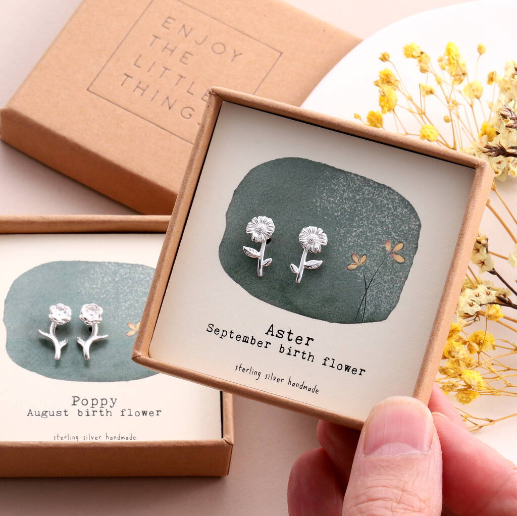 Birth Month Flower Earring Studs, 1 of 9