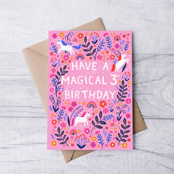 Any Age Unicorn Birthday Card, Girls Birthday Card, 4 of 8