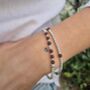 Sterling Silver January Garnet Personalised Heart Bracelet Set Of Two Stacking Bracelets: January Birthstone Stacking Jewellery, thumbnail 3 of 6
