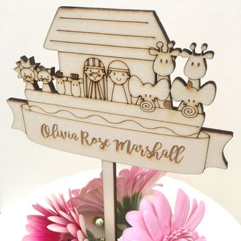 Personalised Noah's Ark Christening Cake Decoration, 4 of 7