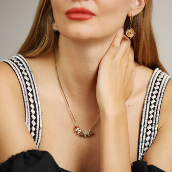 Gift For Mum / Bubble Letter Mama Birth Stone Charm Necklace, 2 of 12