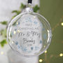 Personalised '1st Christmas As Mr And Mrs' Flat Bauble, thumbnail 3 of 6