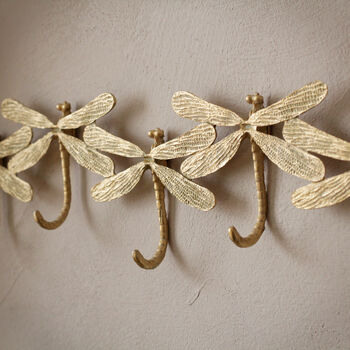 Set Of Gold Dragonfly Wall Hooks, 2 of 2