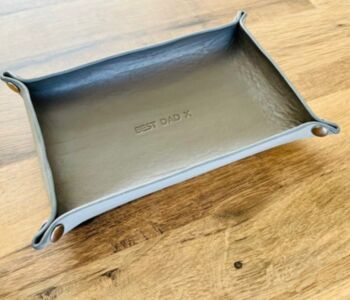 Personalised Rectangle Grey Leather Valet Coin Tray, 12 of 12