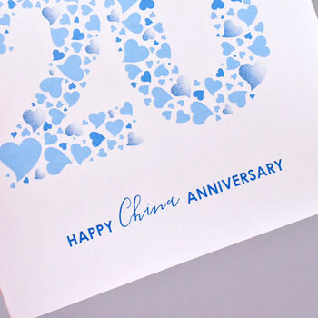 Personalised Love Hearts China 20th Anniversary Card, 3 of 3