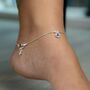 Slim Floral Stone Thin Indian Payal Anklet, thumbnail 1 of 6