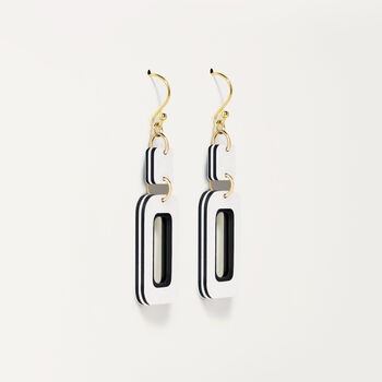 Pearlescent White And Black Rectangle Earrings, 5 of 7