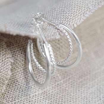 Sterling Silver Twist And Shout Stud Hoops, 5 of 6