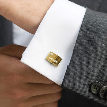 Usher Rhodium, Gold Or Rose Gold Plated Cufflinks, 9 of 12