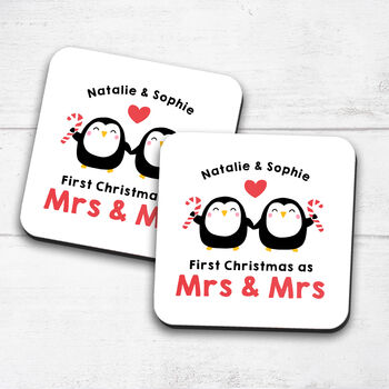 Personalised Set Of Two Mugs 'First Christmas Married', 5 of 6