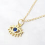 Mini Evil Eye Dark Blue Gold Plated Charm Necklace, thumbnail 1 of 5
