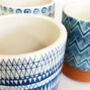 Set Of Three Contemporary Blue Abstract Ceramic Pots, thumbnail 5 of 6