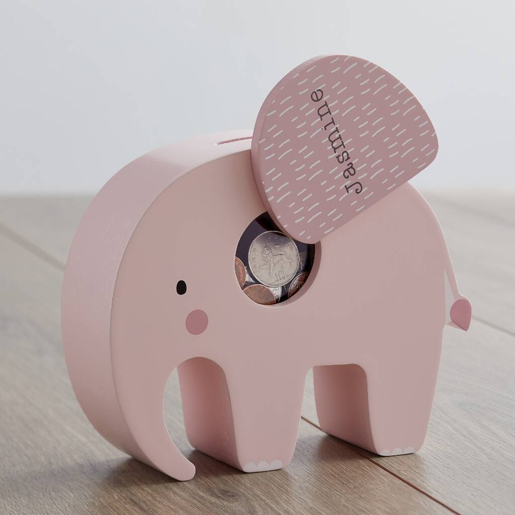 Personalised Pink Elephant Money Box By My 1st Years