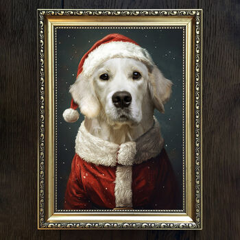 Personalised Santa Father Christmas Dog Portrait, 2 of 3