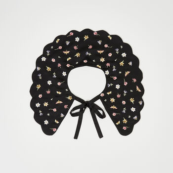 Floral Ditsy Black Satin Embroidered Collar, 3 of 5