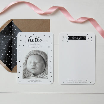 New Baby Photo Birth Announcement Thank You Card, 4 of 9