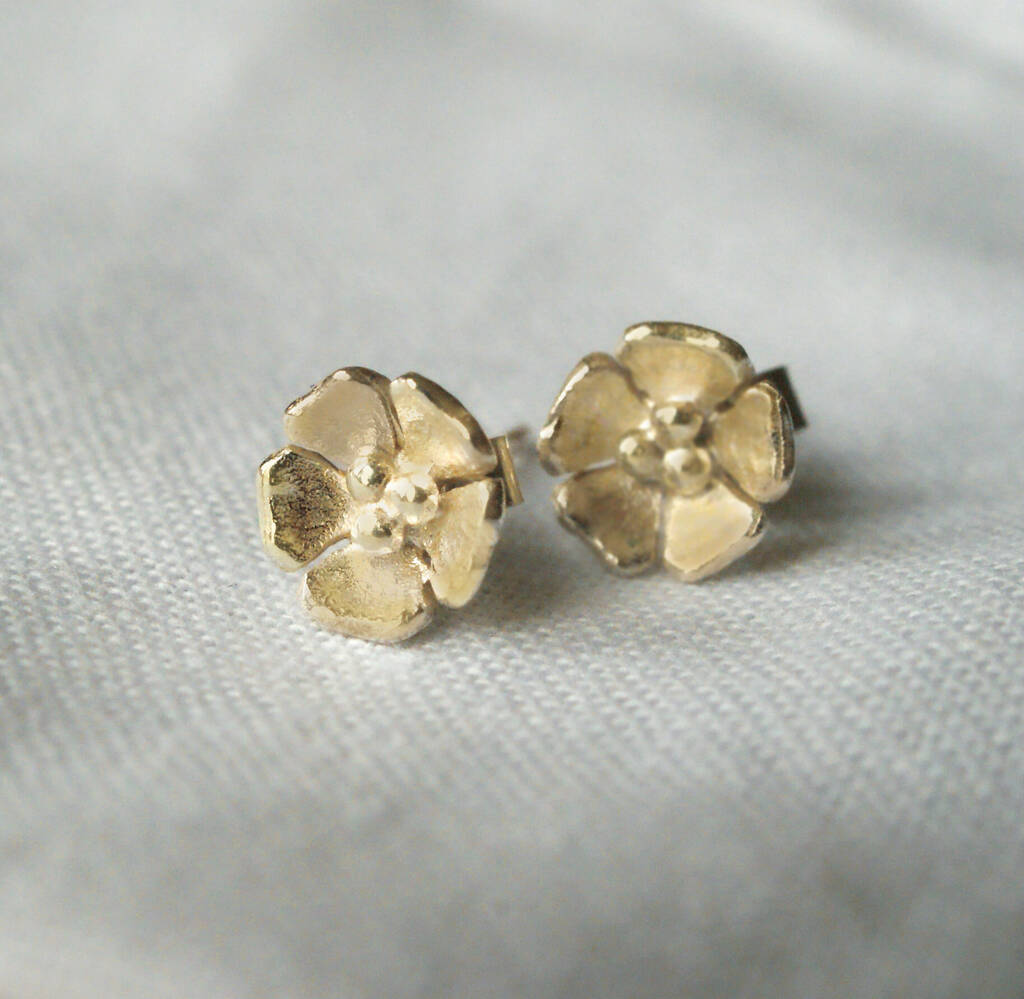 9ct Gold Blossom Stud Earrings, 1 of 3