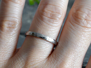 2mm Platinum Wedding Band With Hammered Effect, 3 of 5
