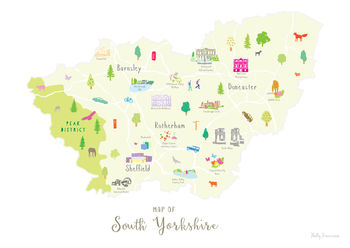 Map Of South Yorkshire Art Print, 7 of 8