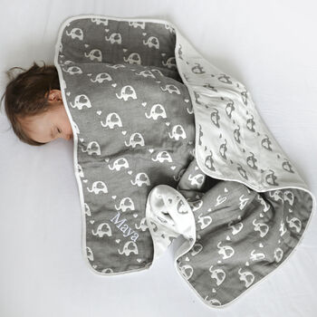 Personalised Comforter And Reversible Grey Blanket, 6 of 11